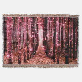 Throw Blanket Magischen Wald Peach Pink Decke