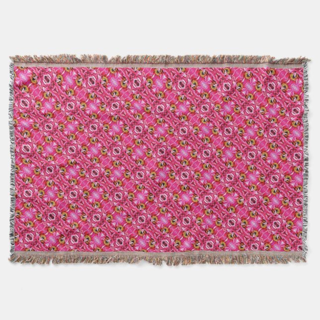 Throw Blanket Pink Peony Pattern Decke (Vorderseite)