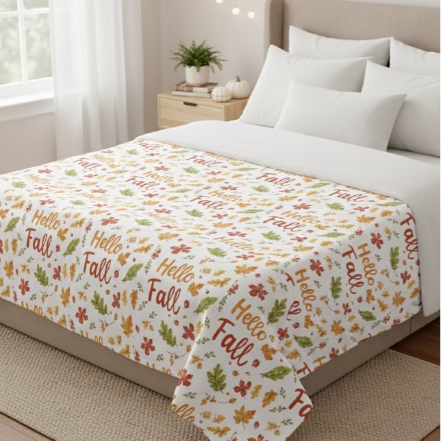 Throw Blanket with Hello Fall Pattern and Autumn Fleecedecke (Von Creator hochgeladen)