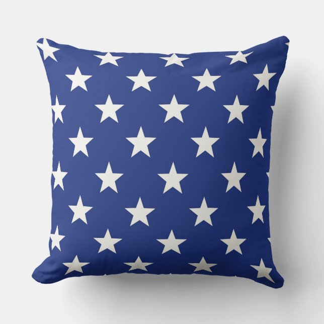 Throw Cushions - Blaue und weiße Sterne Kissen (Vorderseite)