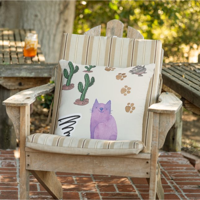 Throw Katzenfisch Kaktus Meow Kissen (Stuhl )
