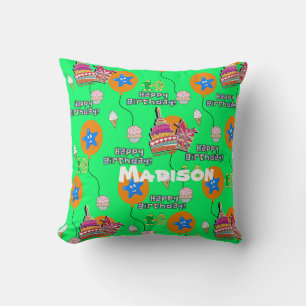 Throw Kissen, #10 Happy 10 th Birthday Green Kissen