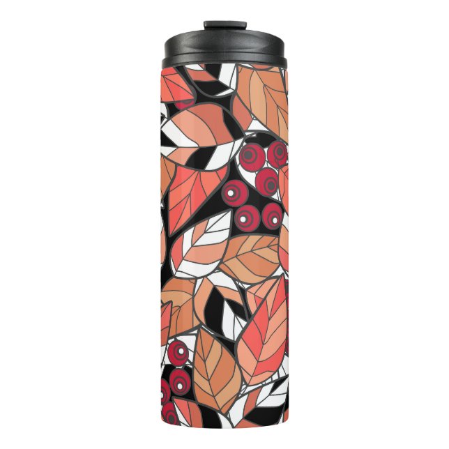 Throw Kissen Abstrakter Cartoon Blätter Beeren sch Thermosbecher (Vorderseite)
