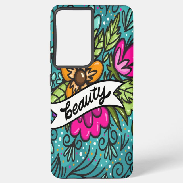 Throw Kissen Beauty mit Blume Samsung Galaxy Hülle (Rückseite)