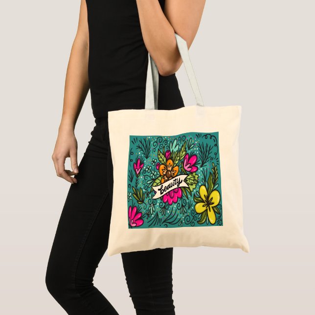 Throw Kissen Beauty mit Blume Tragetasche (Vorderseite (Produkt))