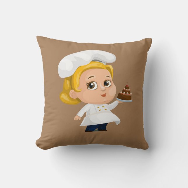 Throw Kissen Beige Koch Kuchen Bäckerei (Vorderseite)