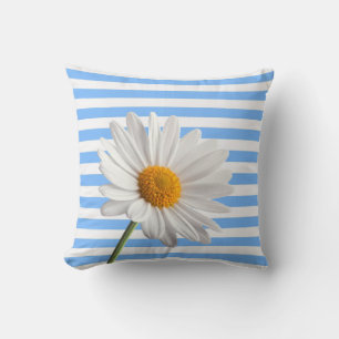 Throw Kissen blau und weiß Streifen weiß Daisy