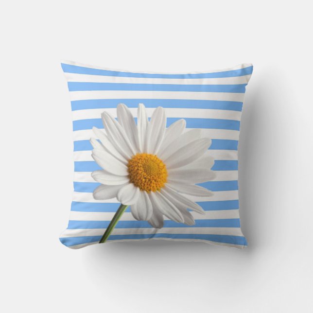 Throw Kissen blau und weiß Streifen weiß Daisy (Vorderseite)