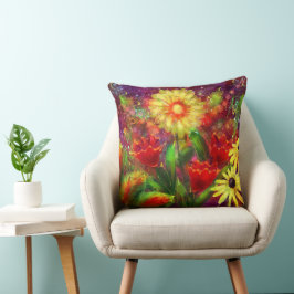 Throw Kissen Blütenblüte Abstrakt Gelbe Dahlia