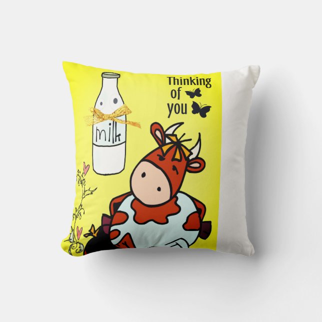 Throw Kissen Denken Sie an Ihre Kuh Milk Floral (Vorderseite)