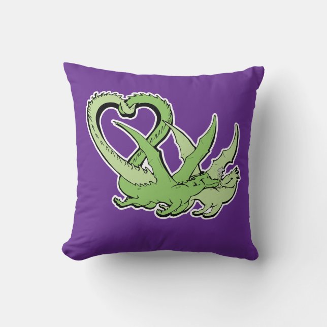 Throw Kissen Dragons Couple Schwanz der Herz-Liebe (Vorderseite)