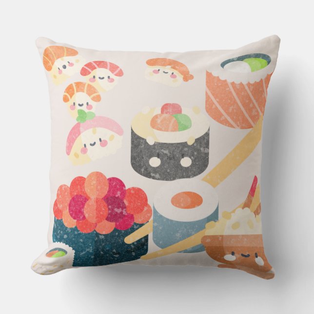 Throw Kissen Fun Sushi Design für Couch oder Bett (Vorderseite)