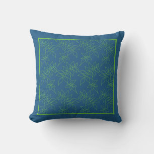 Throw Kissen, grün auf blauem Jasmine-Blätter-Must Kissen