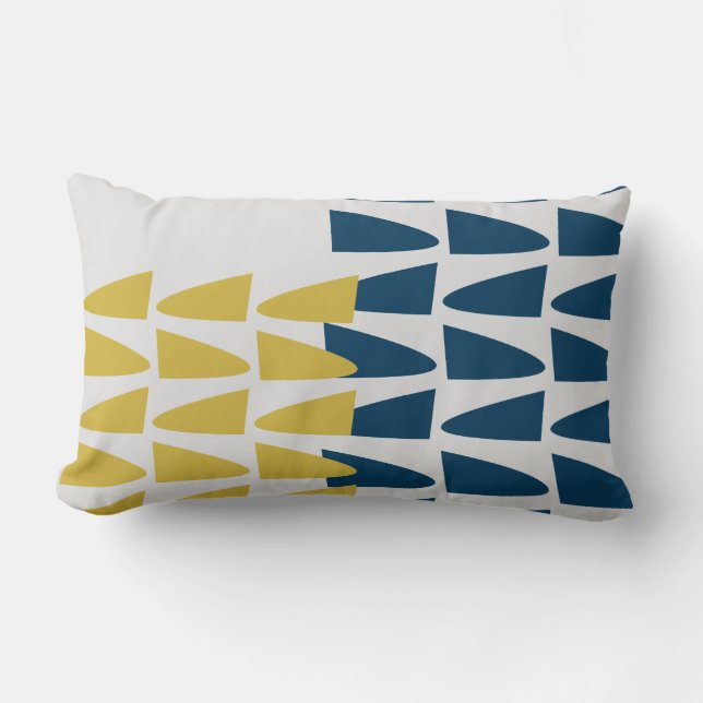 Throw Kissen Lumbar in Deep Turquoise und Senf (Vorderseite)