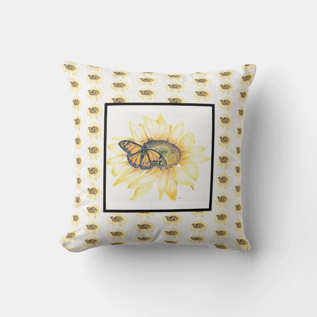 Throw Kissen Monarch & Sonnenblume Printwerbung (Vorderseite)