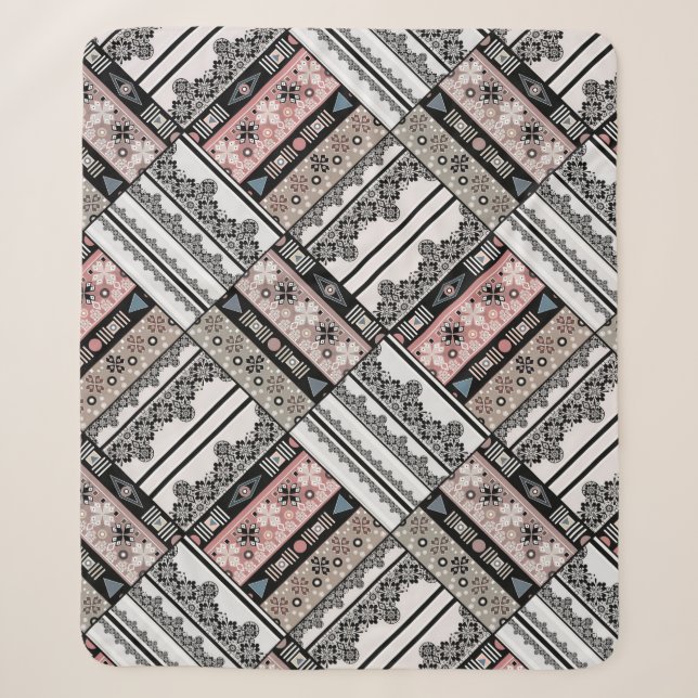 Throw Kissen Tribal Ethno traditionell geometrisch Sherpadecke (Vorderseite)
