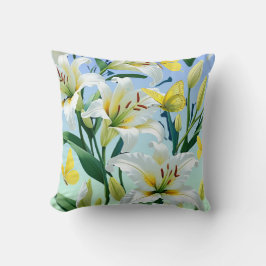Throw Kissen Weiße Liliengelbe Schmetterling