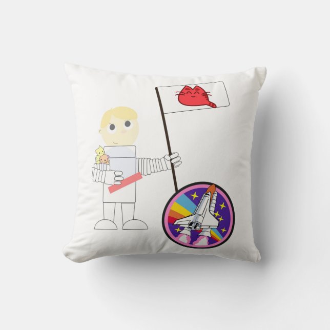 Throw Kissen Weißer Astronaut Katzenkatze (Vorderseite)