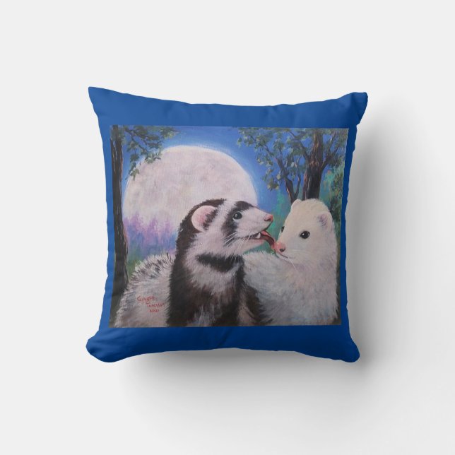 Throw Kissing Ferrets Kissen (Vorderseite)