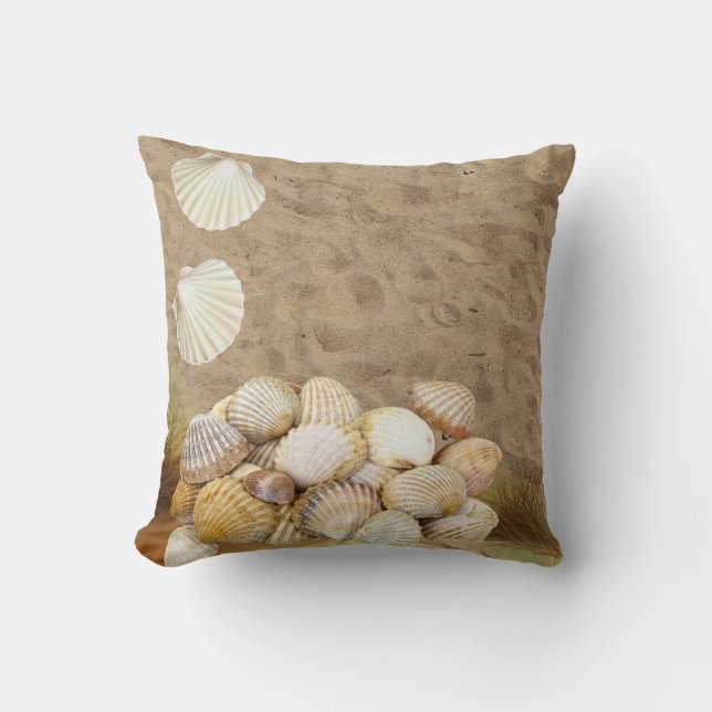 Throw Pillow Beach Clams Stones Sands Kissen (Vorderseite)