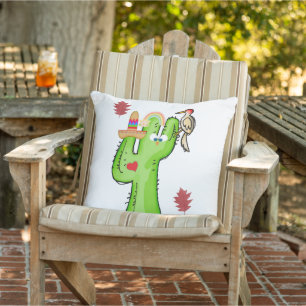 Throw Pillow Bird Cactus Kissen