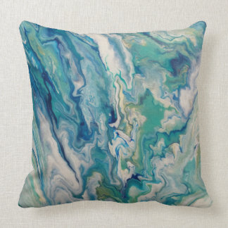 Throw pillow - blue, aqua, yellow abstract kissen
