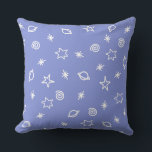 Throw Pillow Blue Space Doodle Stars Planets Kissen<br><div class="desc">Charming blue space doodle throw pillow featuring whimsical stars planets and cosmic pattern design — the most gloriously playful and deeply enchanting celestial accent your most beloved living space nursery or kids room has ever had the absolute pleasure of welcoming! Delightfully hand drawn white doodle stars in every gloriously spiky...</div>