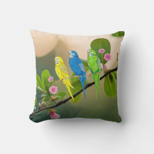 Throw Pillow Budgies Bird Kissen