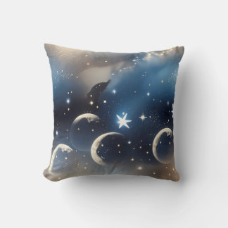 Throw Pillow - Dusty Blue Celestial Moon Kissen