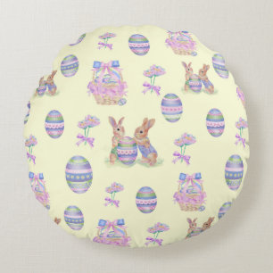 Throw Pillow Egg Bunnies Rundes Kissen