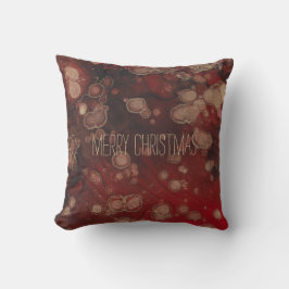 Throw Pillow Frohe Weihnachts Burgundy in Red Kissen