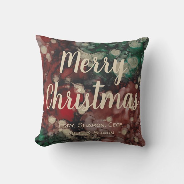 Throw Pillow Frohe Weihnachtsfarbenbursten Kissen (Vorderseite)