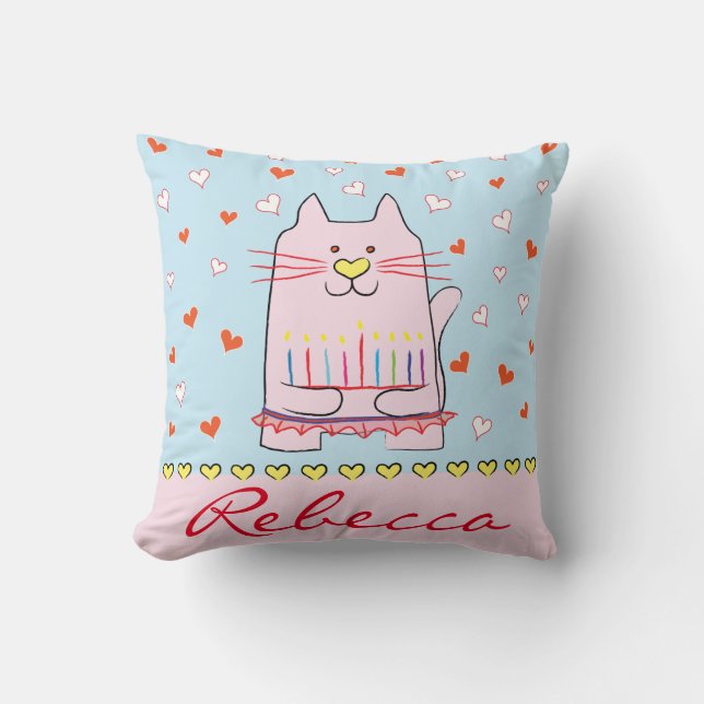 Throw Pillow Hanukkah Ballet Cat Kissen (Vorderseite)