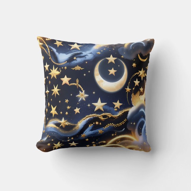 Throw Pillow – Luxury Celestial Moon Phases Kissen (Vorderseite)