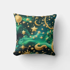 Throw Pillow – Luxury Emerald Celestial Moon Kissen