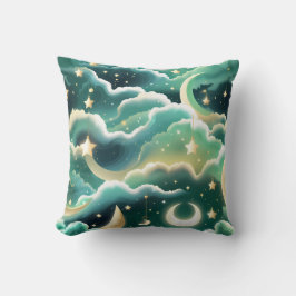 Throw Pillow – Luxury Mint Green Celestial Moon Kissen