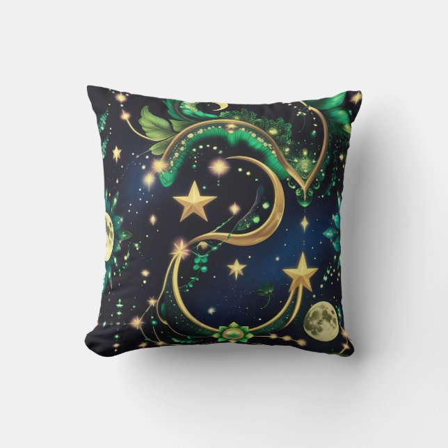 Throw Pillow – Luxury Obsidian Black Celestial Kissen (Vorderseite)
