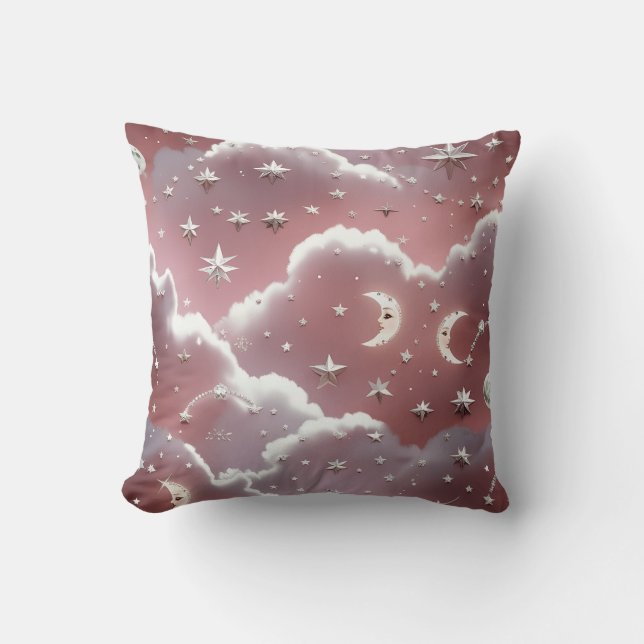 Throw Pillow – Luxury Quartz Pink Celestial Moon Kissen (Vorderseite)