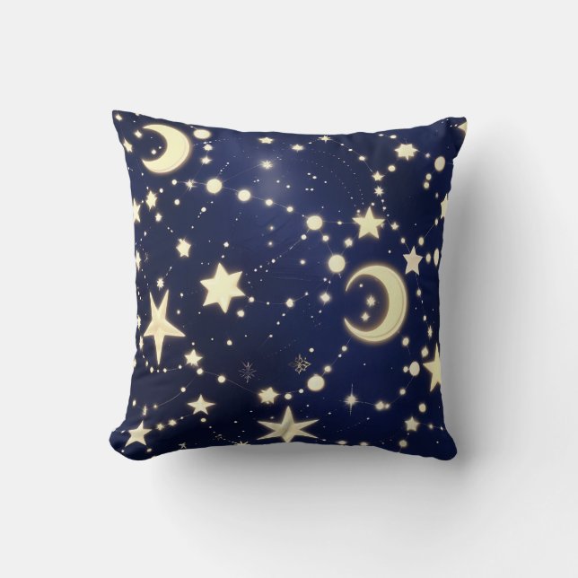 Throw Pillow – Luxury Velvet Navy Celestial Moon Kissen (Vorderseite)