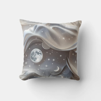 Throw Pillow - Marble White Celestial Moon Kissen