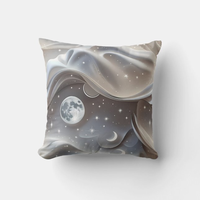 Throw Pillow - Marble White Celestial Moon Kissen (Vorderseite)