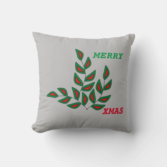Throw Pillow Merry Xmas Gray Kissen (Vorderseite)