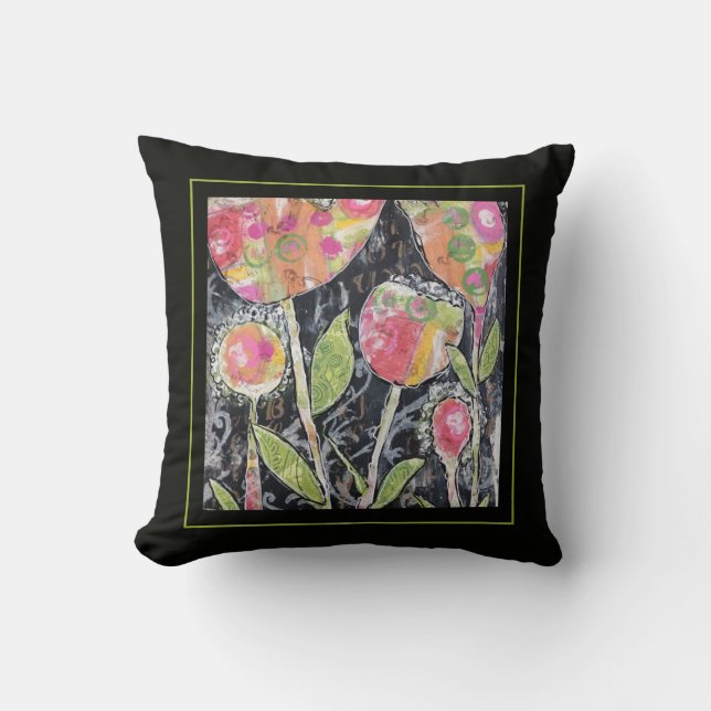 Throw Pillow - Mixed Media Flowers Kissen (Vorderseite)