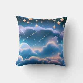 Throw Pillow - Pastel Blue Celestial Moon Kissen