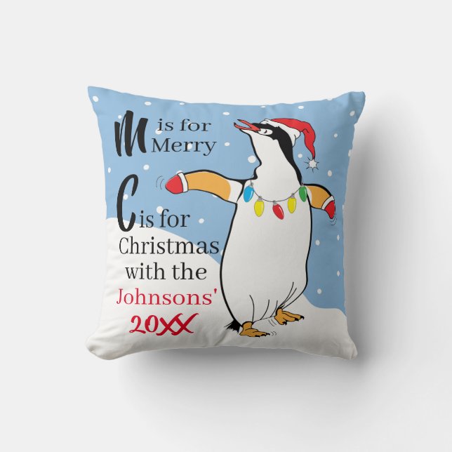 Throw Pillow Penguin Christmas Kissen (Vorderseite)