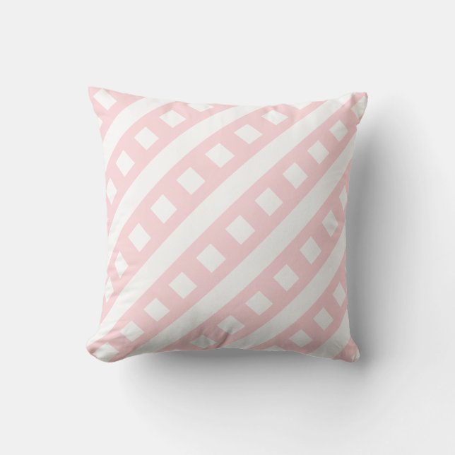 Throw Pillow Pink & White Stripe Square Kissen (Vorderseite)