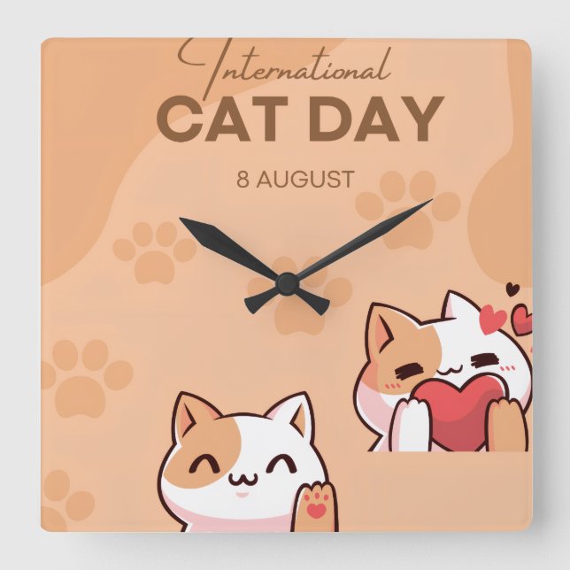 Throw Pillow Quadratische Wanduhr (Vorderseite)