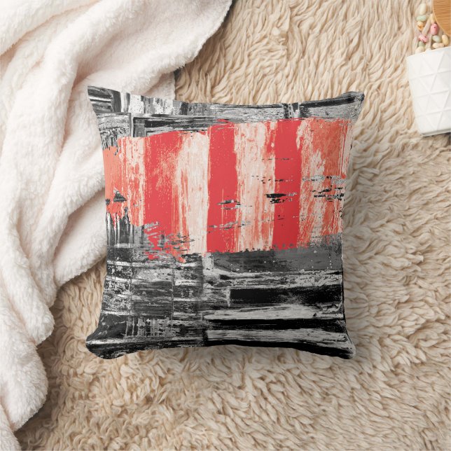 Throw Pillow – Red Pulse Abstract Design Kissen (Decke)