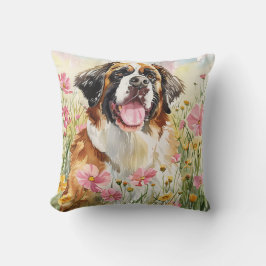 Throw Pillow – Saint Bernard Watercolor Pillow Kissen