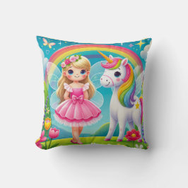 THROW PILLOW - "SMILING FAIRY with UNICORN" Kissen